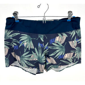 Patagonia Women's Hydropeak Surf Shorts Size S Stretch Blue Zip Pocket Tropical